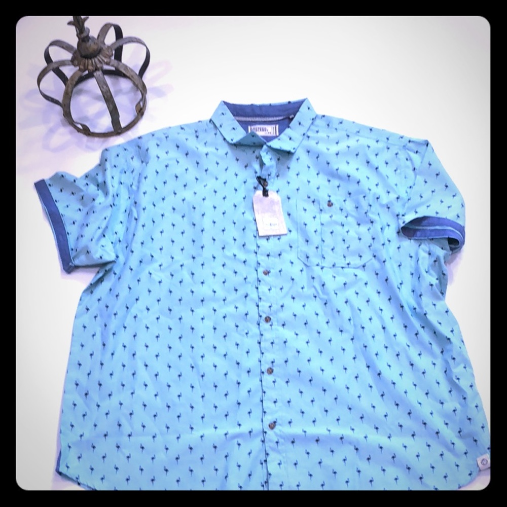 NWT Men’s Free Planet Blue Flamingo Shirt 4X